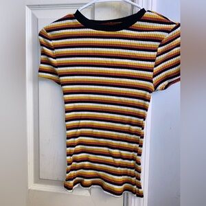 No Boundaries Multicolor Striped Ribbed Tee